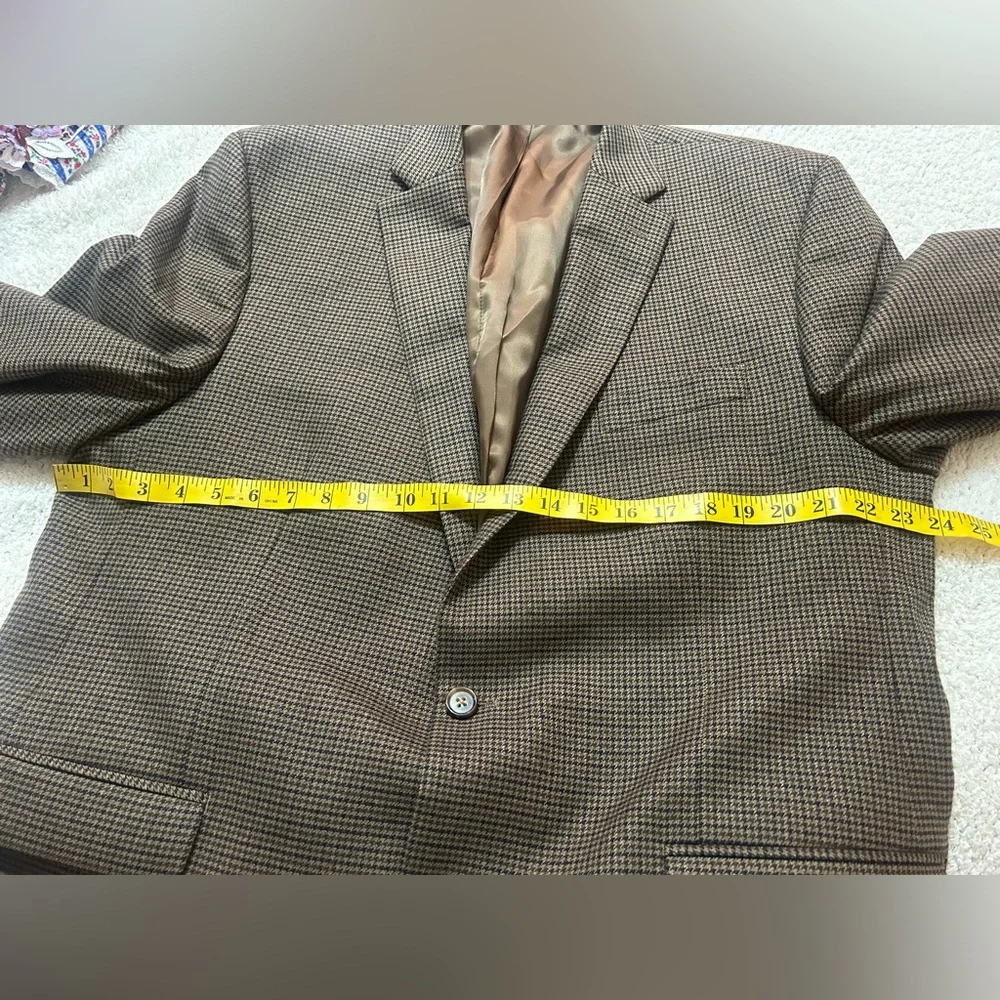 Mens Lauren Ralph Lauren Sport Coat Blazer Size 46L Brown Houndstooth Heritage